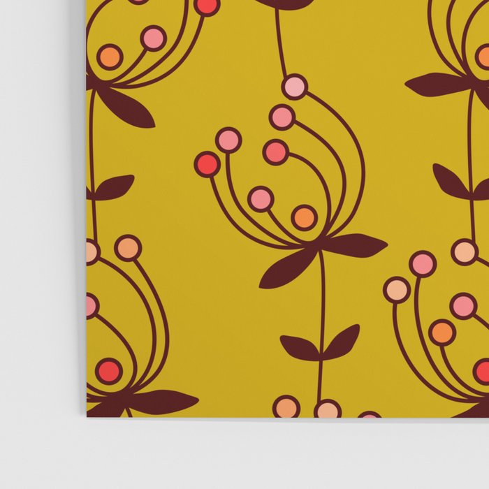 flowers on yellow seamless pattern - mustard yellow Poster Gallery Image 3