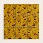 flowers on yellow seamless pattern - mustard yellow Wood Wall Art Gallery Image 1