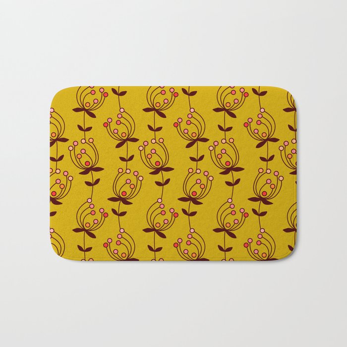 flowers on yellow seamless pattern - mustard yellow Bath Mat Gallery Image 1