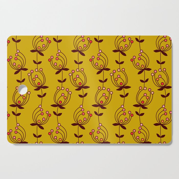 flowers on yellow seamless pattern - mustard yellow Cutting Board Gallery Image 1