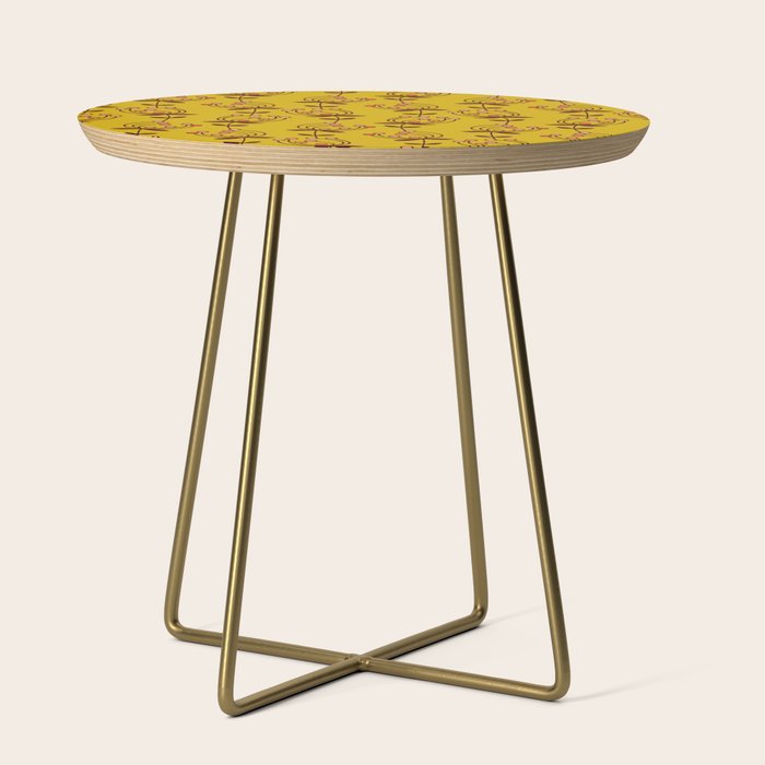 flowers on yellow seamless pattern - mustard yellow Side Table Gallery Image 1