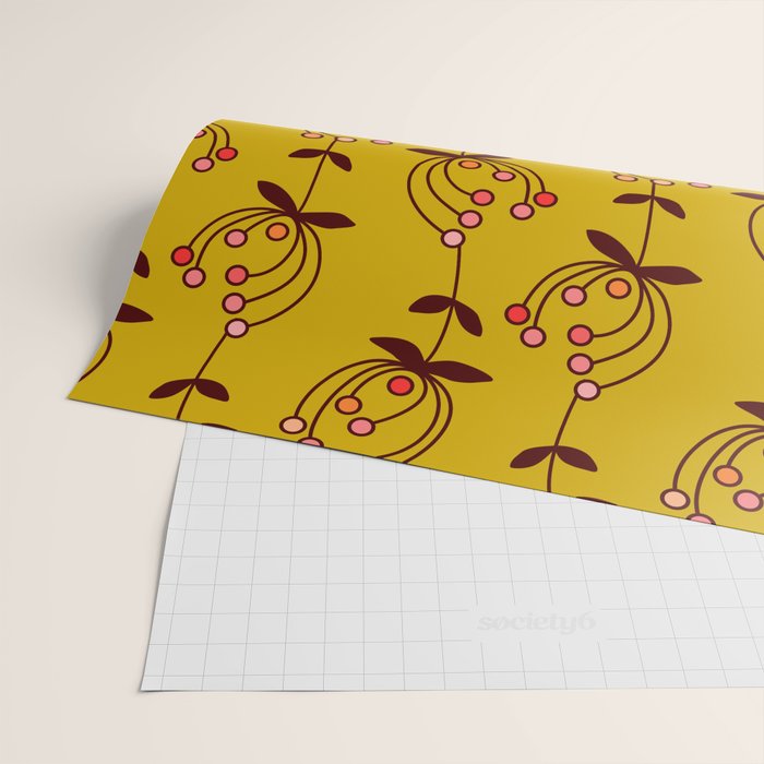 flowers on yellow seamless pattern - mustard yellow Wrapping Paper Gallery Image 2