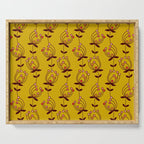 flowers on yellow seamless pattern - mustard yellow Serving Tray Gallery Image 1