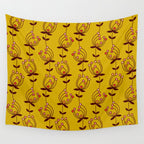 flowers on yellow seamless pattern - mustard yellow Wall Tapestry Gallery Image 4