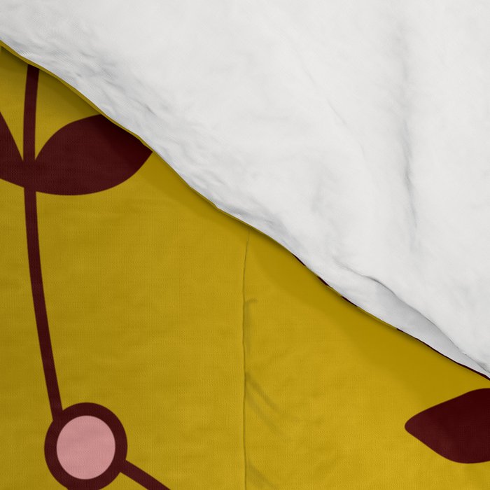 flowers on yellow seamless pattern - mustard yellow Comforter Gallery Image 4