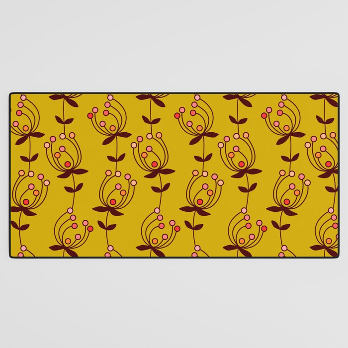 flowers on yellow seamless pattern - mustard yellow Desk Mat Gallery Image 3