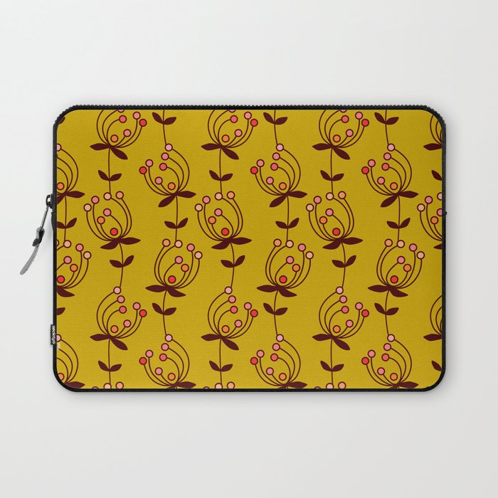 flowers on yellow seamless pattern - mustard yellow Laptop Sleeve Gallery Image 1