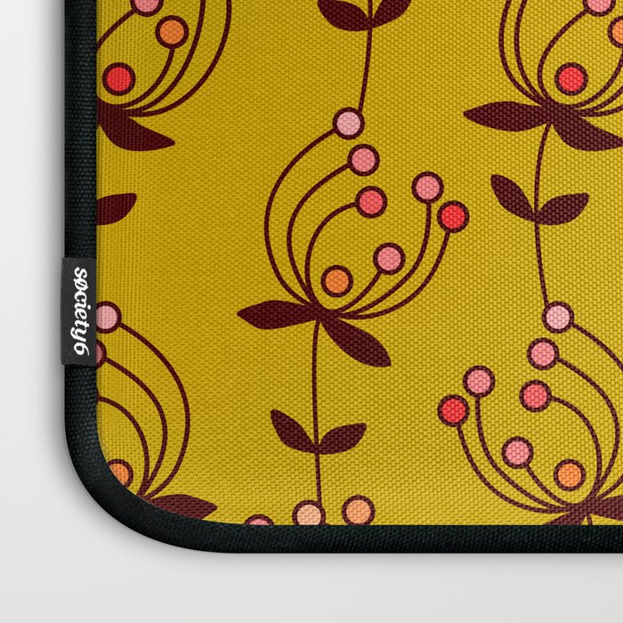 flowers on yellow seamless pattern - mustard yellow Laptop Sleeve Gallery Image 3