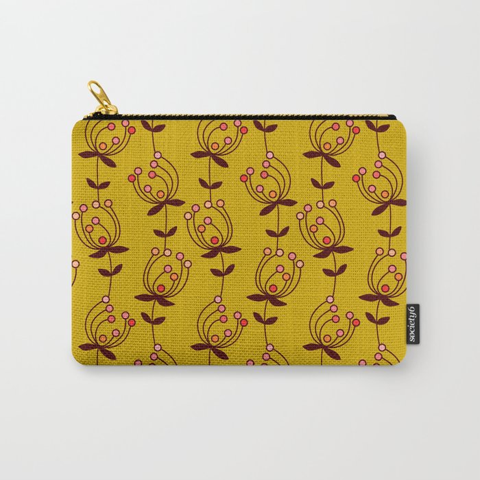 flowers on yellow seamless pattern - mustard yellow Carry All Pouch Gallery Image 1