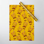 flowers on yellow seamless pattern - mustard yellow Wrapping Paper Gallery Image 1