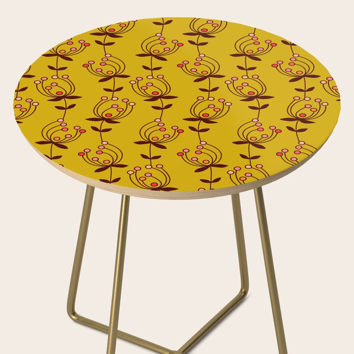 flowers on yellow seamless pattern - mustard yellow Side Table Gallery Image 2