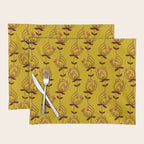 flowers on yellow seamless pattern - mustard yellow Placemat Gallery Image 1
