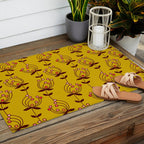 flowers on yellow seamless pattern - mustard yellow Outdoor Rug Gallery Image 2