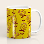 flowers on yellow seamless pattern - mustard yellow Coffee Mug Gallery Image 1