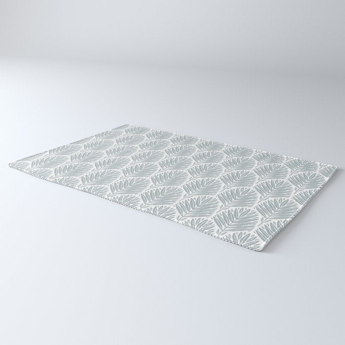 Stamped Palm Fronds Coastal Blue Rug Gallery Image 3