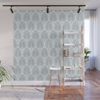 Stamped Palm Fronds Coastal Blue Wall Mural Gallery Image 1
