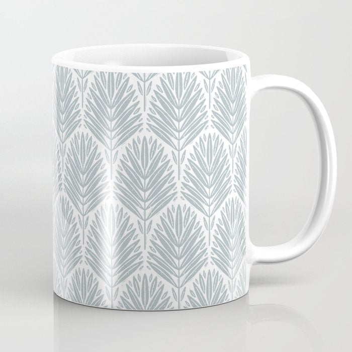 Stamped Palm Fronds Coastal Blue Coffee Mug Gallery Image 1