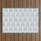 Stamped Palm Fronds Coastal Blue Outdoor Rug Gallery Image 1