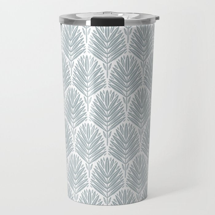 Stamped Palm Fronds Coastal Blue Travel Mug Gallery Image 1