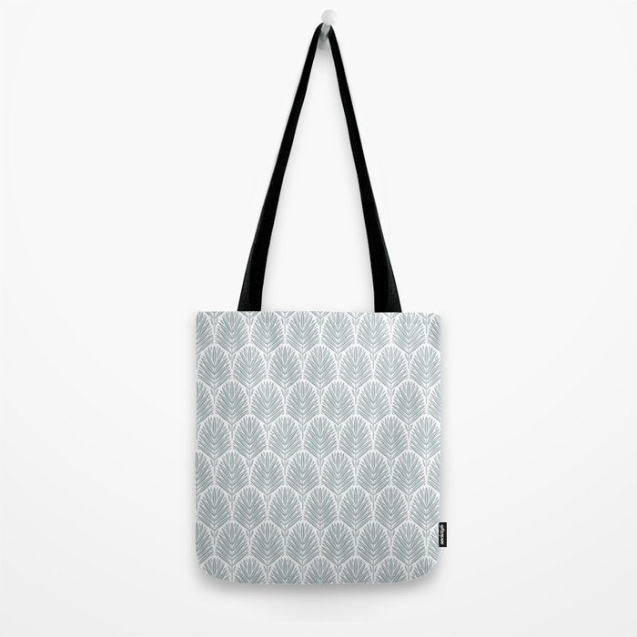 Stamped Palm Fronds Coastal Blue Tote Bag Gallery Image 2