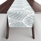 Stamped Palm Fronds Coastal Blue Table Runner Gallery Image 1