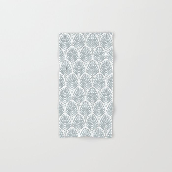 Stamped Palm Fronds Coastal Blue Bath Towel Gallery Image 1