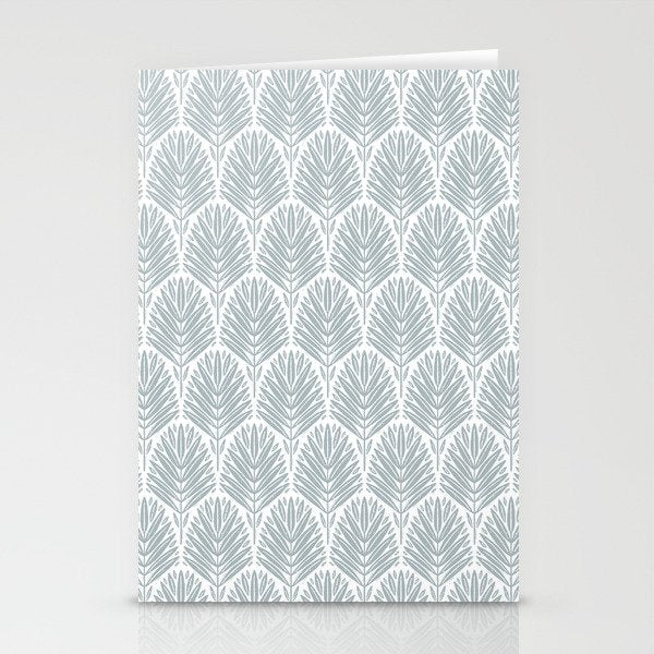 Stamped Palm Fronds Coastal Blue Stationery Card Gallery Image 2