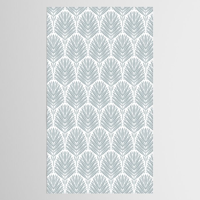 Stamped Palm Fronds Coastal Blue Tablecloth Gallery Image 2