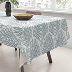 Stamped Palm Fronds Coastal Blue Tablecloth Gallery Image 3