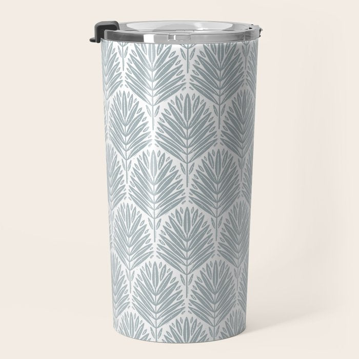 Stamped Palm Fronds Coastal Blue Travel Mug Gallery Image 3