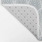 Stamped Palm Fronds Coastal Blue Bath Mat Gallery Image 2