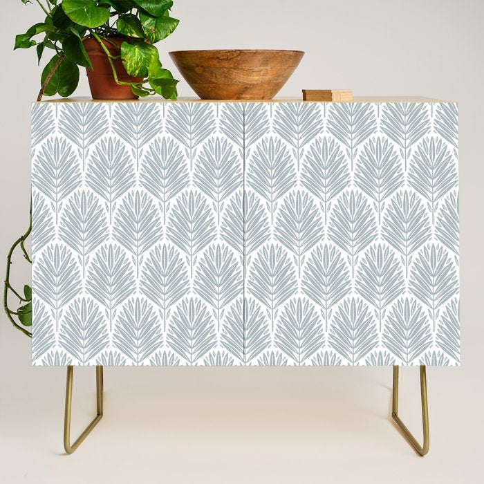 Stamped Palm Fronds Coastal Blue Credenza Gallery Image 1