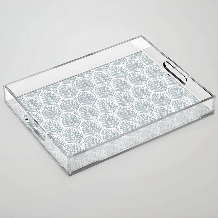Stamped Palm Fronds Coastal Blue Acrylic Tray Gallery Image 1