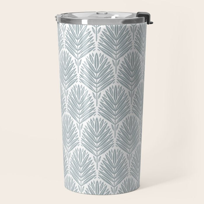 Stamped Palm Fronds Coastal Blue Travel Mug Gallery Image 2