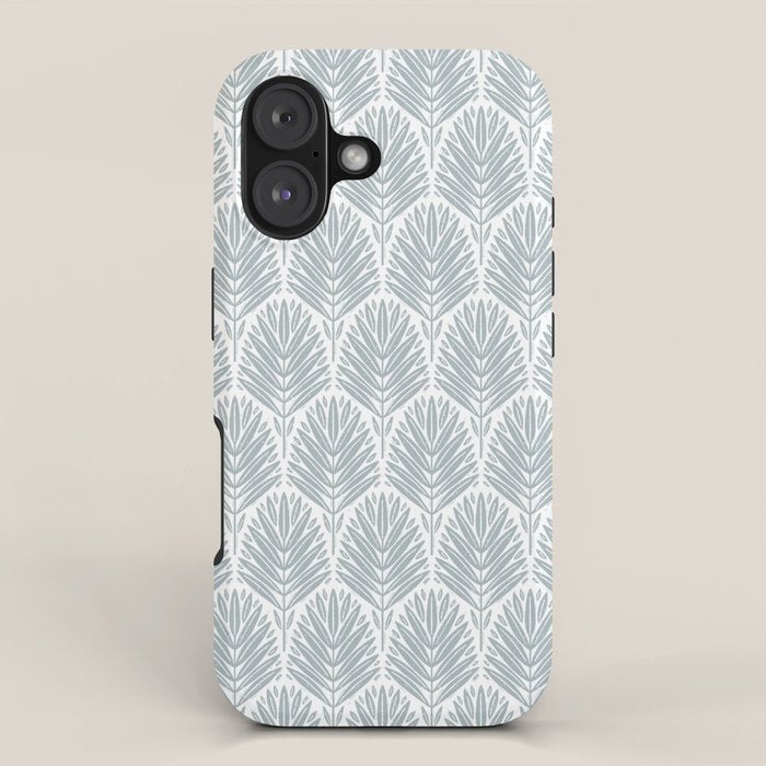 Stamped Palm Fronds Coastal Blue iPhone Case Gallery Image 1