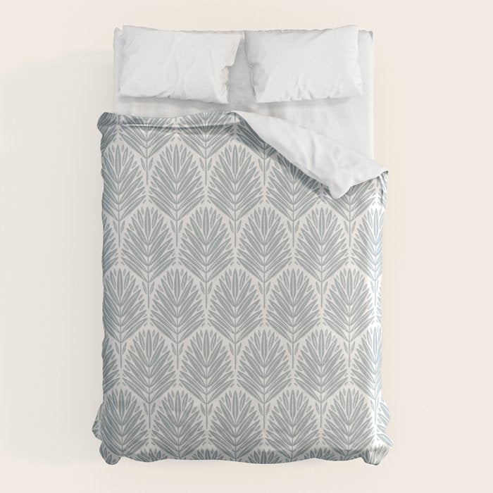 Stamped Palm Fronds Coastal Blue Duvet Cover Gallery Image 6