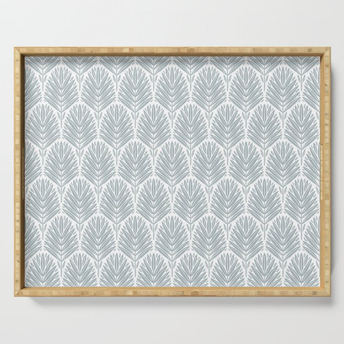 Stamped Palm Fronds Coastal Blue Serving Tray Gallery Image 1