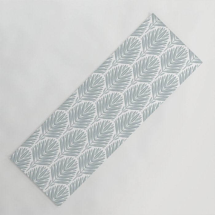 Stamped Palm Fronds Coastal Blue Yoga Mat Gallery Image 1