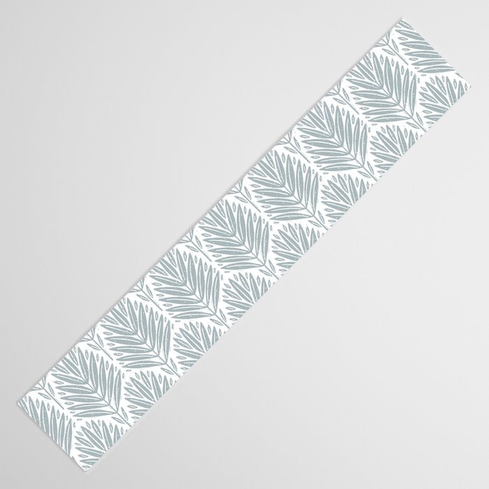 Stamped Palm Fronds Coastal Blue Table Runner Gallery Image 3