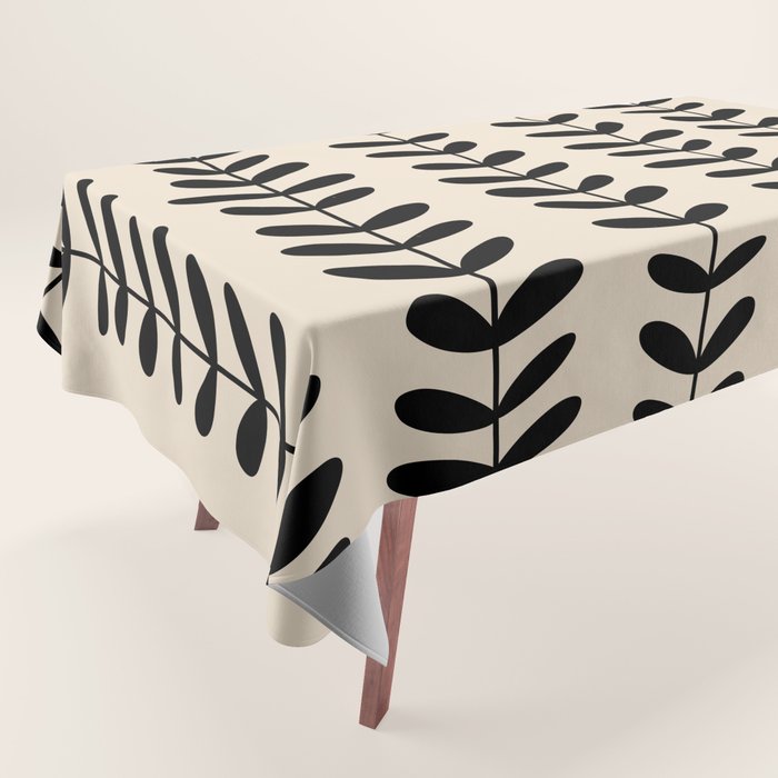 Abstract Leaves black pattern Tablecloth Gallery Image 1