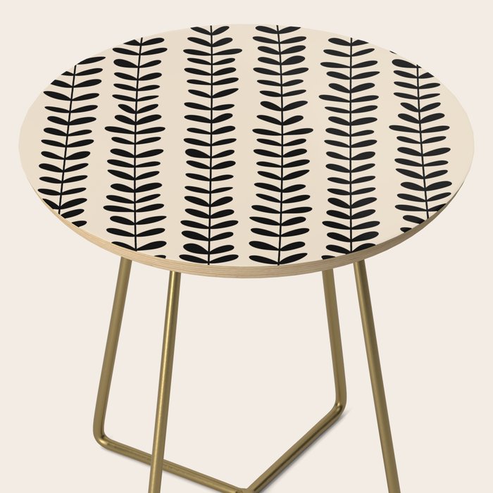 Abstract Leaves black pattern Side Table Gallery Image 2