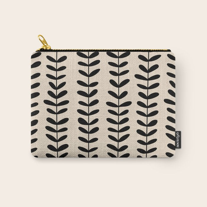 Abstract Leaves black pattern Carry All Pouch Gallery Image 1