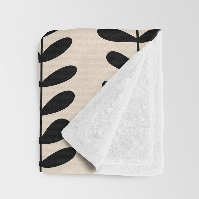 Abstract Leaves black pattern Throw Blanket Gallery Image 3