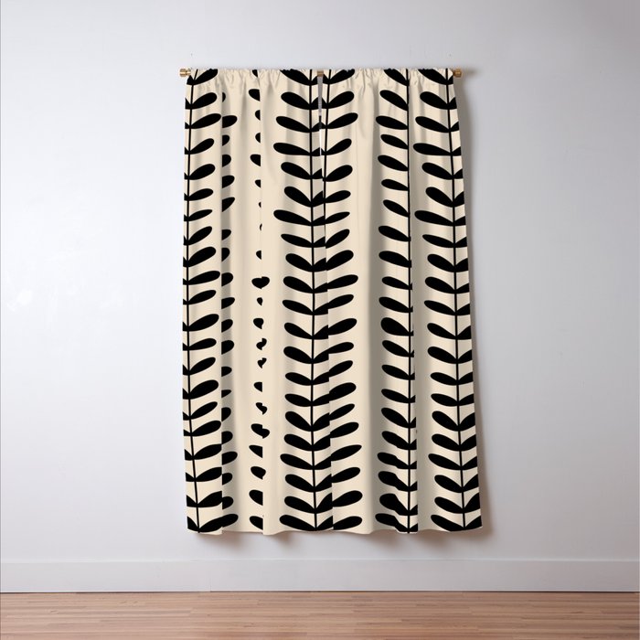 Abstract Leaves black pattern Window Curtain Gallery Image 3