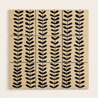 Abstract Leaves black pattern Wood Wall Art Gallery Image 1