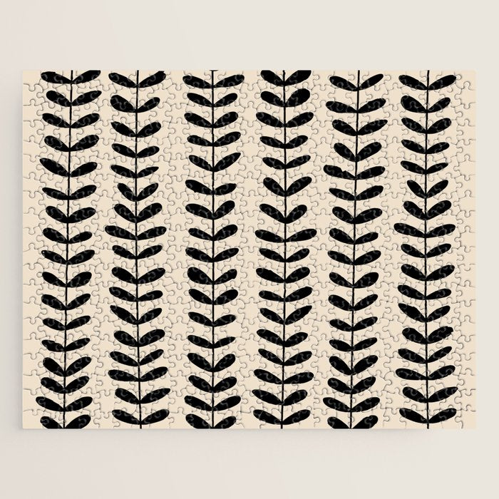 Abstract Leaves black pattern Jigsaw Puzzle Gallery Image 1
