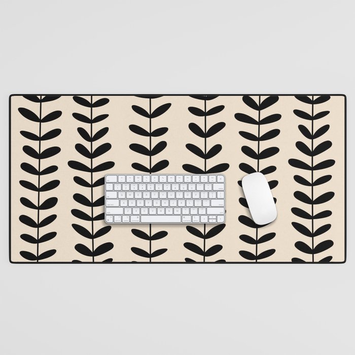 Abstract Leaves black pattern Desk Mat Gallery Image 1