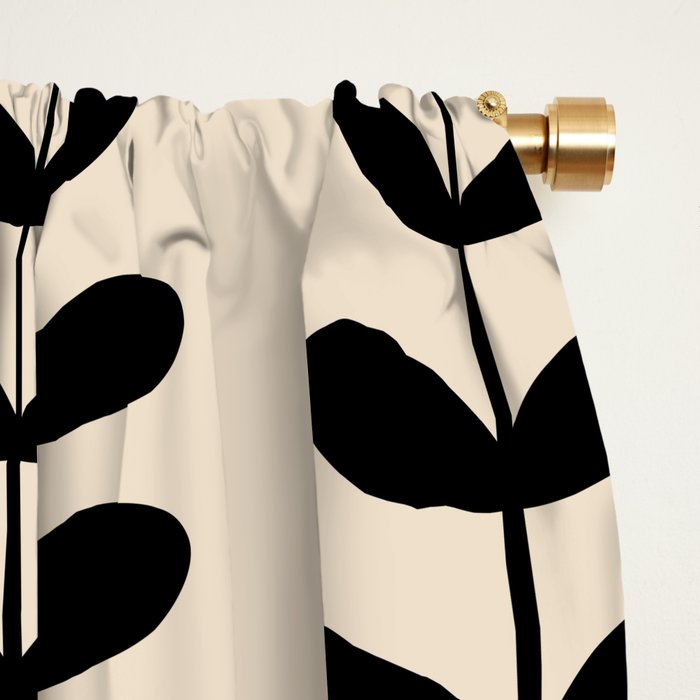 Abstract Leaves black pattern Window Curtain Gallery Image 2