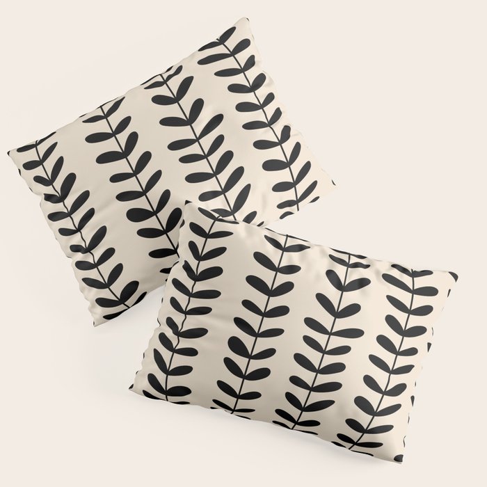 Abstract Leaves black pattern Pillow Sham Gallery Image 3
