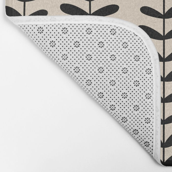 Abstract Leaves black pattern Bath Mat Gallery Image 2